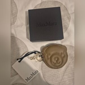 MaxMara Tan Leather Bear Coin Pouch